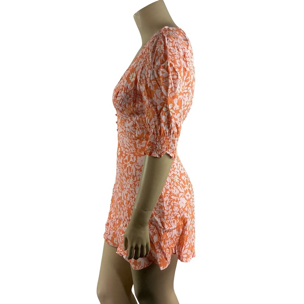 MINKPINK Marli Mini Dress Floral Open Back Summer Orange Size L - Picture 4 of 7